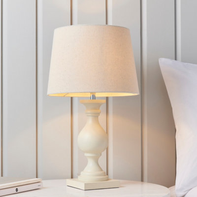 Anson Lighting Benton Table Light Finished In Ivory Painted Wood And Ivory Fabric from B&Q
