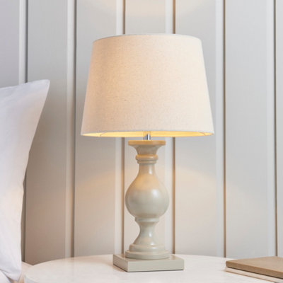 Anson Lighting Benton Table Light Finished In Taupe Painted Wood And Ivory Fabric from B&Q