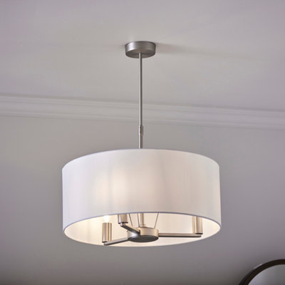 Anson Lighting Baja 3Lt Pendant Light Finished In Matt Nickel Plate And Vintage White Fabric from B&Q