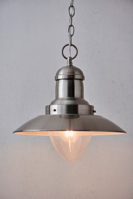 Anson Lighting Shelby Pendant Light Finished In Satin Nickel Plate And Clear Glass from B&Q