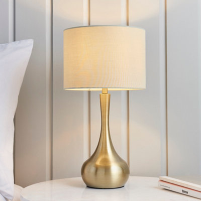 Anson Lighting Leahurst Table Light Finished In Soft Brass Plate And Taupe Fabric from B&Q