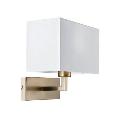 Anson Lighting Nilrem Wall Light Finished In Satin Nickel Plate And White Fabric from B&Q