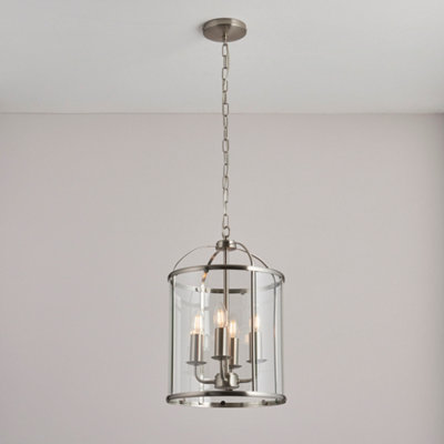 Anson Lighting Powell 4Lt Pendant Light Finished In Satin Nickel Plate And Clear Glass from B&Q