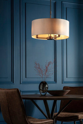 Anson Lighting Baja 3Lt Pendant Light Finished In Dark Antique Bronze Plate And Marble Fabric from B&Q