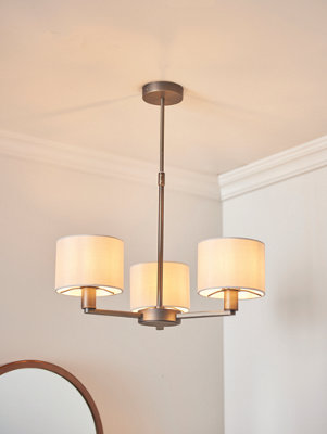 Anson Lighting Baja 3Lt Pendant Light Finished In Dark Antique Bronze Plate And Marble Fabric from B&Q