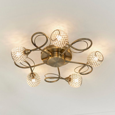 Anson Lighting Koln 5Lt Semi Flush Light Finished In Antique Brass Plate from B&Q