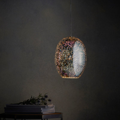 B&Q -  Elk Pendant Light Finished In Chrome Holographic Glass And Chrome Plate
