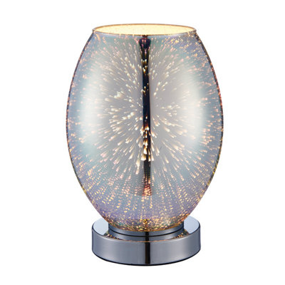 B&Q -  Elk Table Light Finished In Chrome Holographic Glass And Chrome Plate