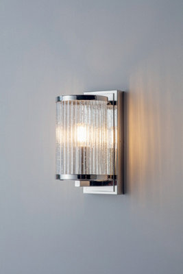 Anson Lighting Tampa Wall Light Finished In Bright Nickel Plate And Ribbed Bubble Glass from B&Q