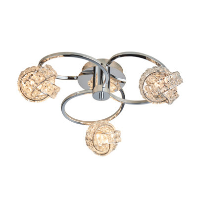 Anson Lighting Analta 3Lt Semi Flush Light Finished In Chrome Plate And Clear Crystal from B&Q