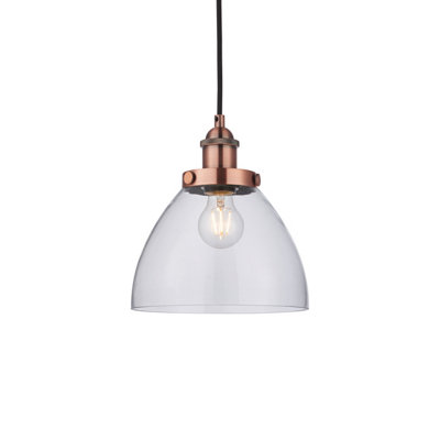 Anson Lighting Pampa Pendant Light Finished In Aged Copper Plate And Clear Glass from B&Q