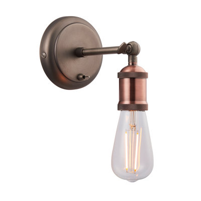 Anson Lighting Portales Wall Light Finished In Aged Pewter And Aged Copper Plate from B&Q