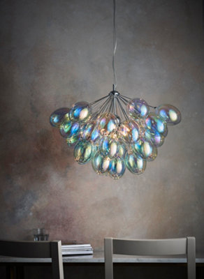 Anson Lighting Carlin 6Lt Pendant Light Finished In Chrome Plate And Iridescent Glass from B&Q