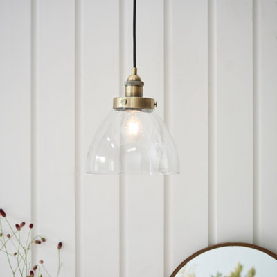 Anson Lighting Pampa Pendant Light Finished In Antique Brass Plate And Clear Glass from B&Q