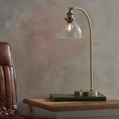 Anson Lighting Pampa Table Light Finished In Antique Brass Plate And Clear Glass from B&Q