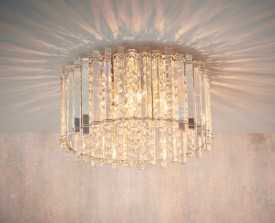 Anson Lighting Artesia 4Lt Flush Light Finished In Clear Crystal And Chrome Plate from B&Q