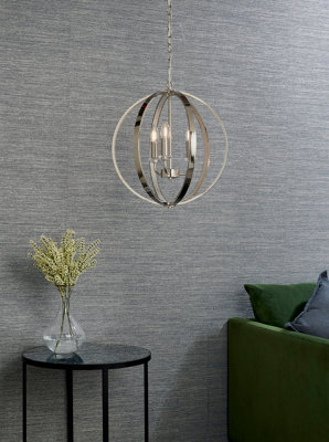 Anson Lighting Torlea 3Lt Pendant Light Finished In Bright Nickel Plate And Clear Faceted Acrylic from B&Q