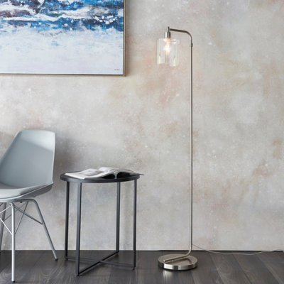 Anson Lighting Newbrook Floor Light Finished In Brushed Nickel Plate And Clear Glass from B&Q