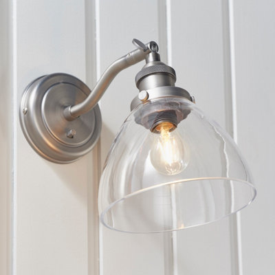 Anson Lighting Pampa Wall Light Finished In Brushed Silver Paint And Clear Glass from B&Q