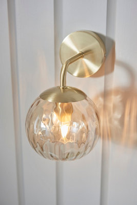 Anson Lighting Iowa Wall Light Finished In Satin Brass Plate And Champagne Lustre Glass from B&Q