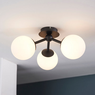 Anson Lighting Kelsey 3 Light Bathroom Semi Flush Light Finished In Matt Black from B&Q