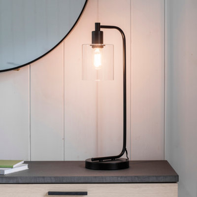 Anson Lighting Newbrook Table Light Finished In Matt Black And Clear Glass from B&Q