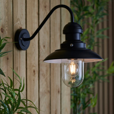 Anson Lighting Heron Outdoor Wall Light Finished Matt Black And Clear Glass from B&Q