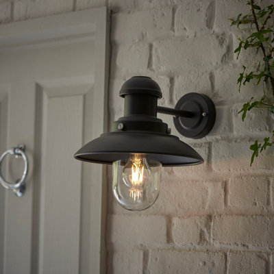 Anson Lighting Konig Outdoor Wall Light Finished In Matt Black And Clear Glass from B&Q