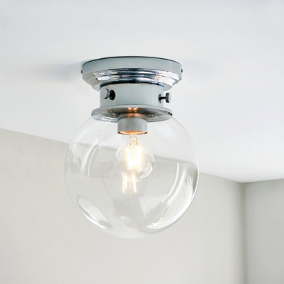Anson Lighting Maine Bathroom Flush Light Finished In Chrome Plate And Clear Glass from B&Q