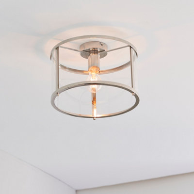 Anson Lighting Hopton Flush Light Finished In Bright Nickel Plate And Clear Glass from B&Q