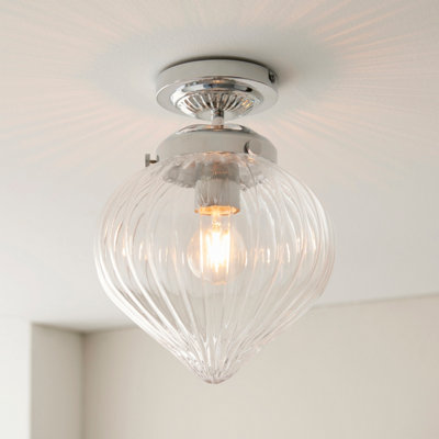 Anson Lighting Oregon Bathroom Flush Light Finished In Chrome Plate And Clear Ribbed Glass from B&Q