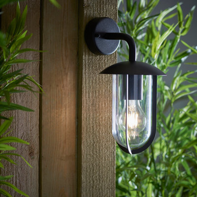 Anson Lighting Layka Outdoor Wall Light Finished In Textured Black And Clear Pc from B&Q
