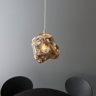 B&Q -  Norma Pendant Light Finished In Chrome Metallic Glass And Chrome Plate