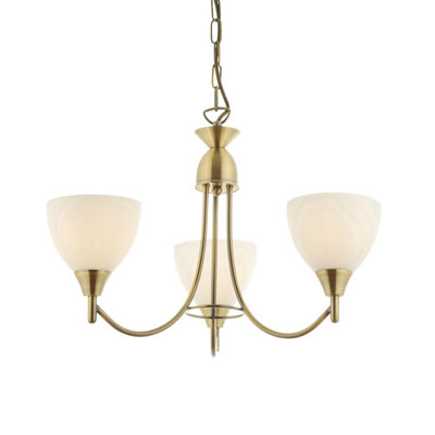 Anson Lighting Royal Antique Brass And Opal Glass 3 Light Ceiling Pendant from B&Q