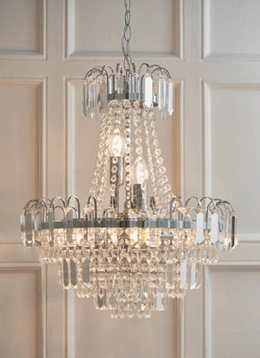 Anson Lighting Safiya Chrome And Faceted Glass Beads Ceiling Pendant from B&Q