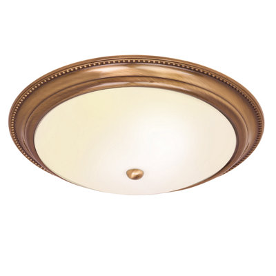 Anson Lighting Reuben 2Lt Flush Finished In Antique Brass Plate & Frosted Glass from B&Q