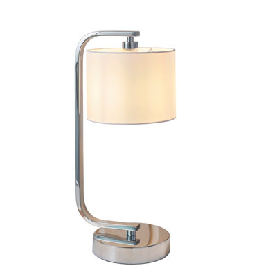 Anson Lighting Evan Chrome And Faux White Silk Table Lamp from B&Q