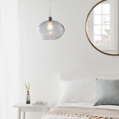 Anson Lighting Hansford Easyfit Pendant In Grey Bubble Glass (Shade Only) from B&Q