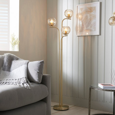 Anson Lighting Iowa  3 Light Satin Brass Floor Light from B&Q