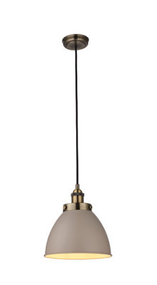 Anson Lighting Hampton Satin Taupe And Antique Brass Single Light Ceiling Pendant from B&Q