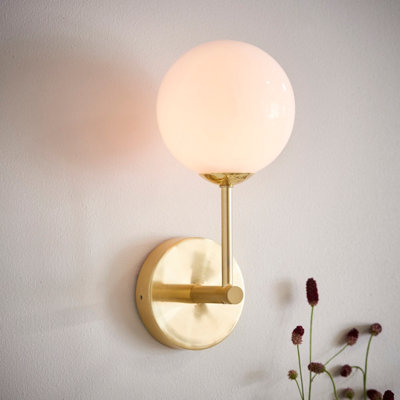 Anson Lighting Consort Brushed Gold And Opal Glass 1 Light Wall Light from B&Q