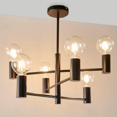 Anson Lighting Arvilla Black 6 Light Semi Flush Ceiling Fitting from B&Q