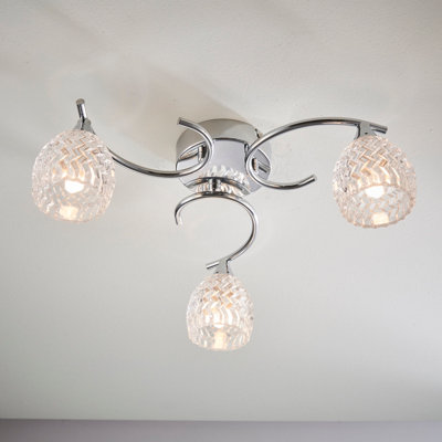 Anson Lighting Georgia 3Lt Ceiling Light In  Chrome Plate & Clear Glass from B&Q