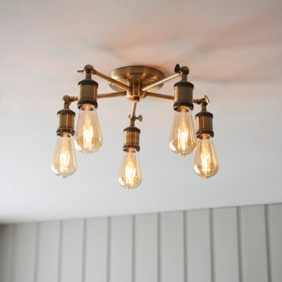 Anson Lighting Portalesl 5Lt Ceiling Light In  Antique Brass Plate from B&Q