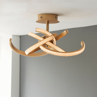 Anson Lighting Lanka 4Lt Ceiling Light In  Satin Gold Paint & Clear Acrylic from B&Q
