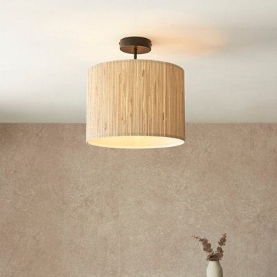Anson Lighting Lorette 1Lt Ceiling Light In  Natural Seagrass & Matt Black from B&Q