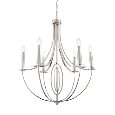 Anson Lighting Kariba 6Lt  Nickel Plate Ceiling Pendant from B&Q