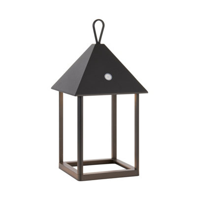 B&Q -  Luminosa Hoot Integrated Led Table Lamp Matt BlackClear GlassIp44