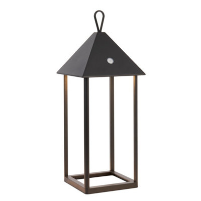 B&Q -  Luminosa Hoot Integrated Led Table Lamp Matt BlackClear GlassIp44