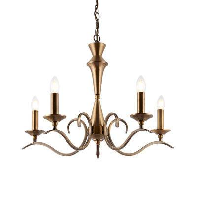 Anson Lighting Nasser 5Lt  Antique Brass Plate Ceiling Pendant from B&Q